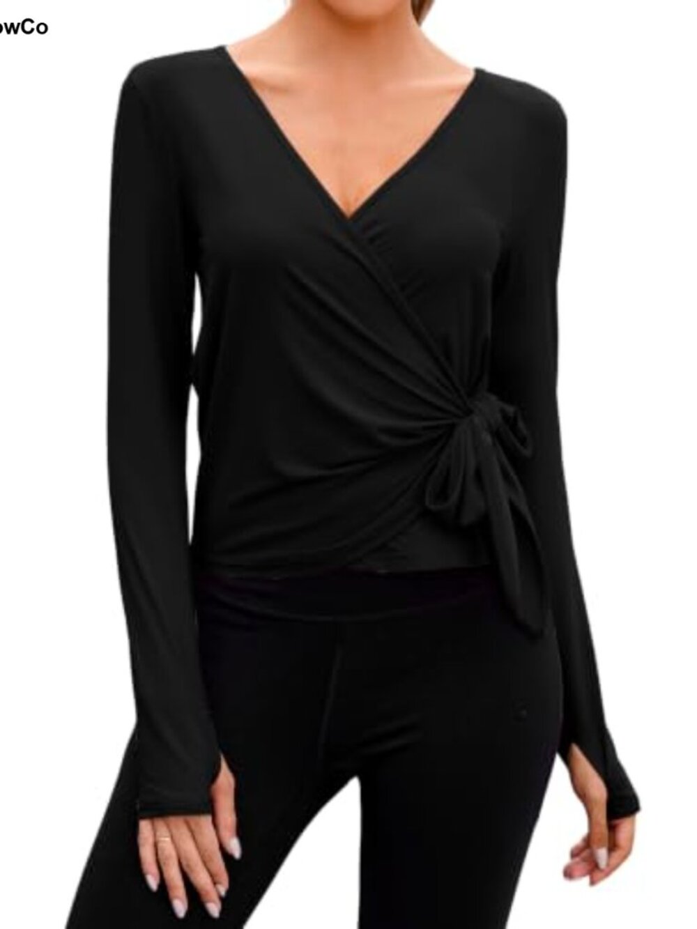 Women's Pilates Wrap Top Long Sleeve Yoga Ballet Coquette Activewear